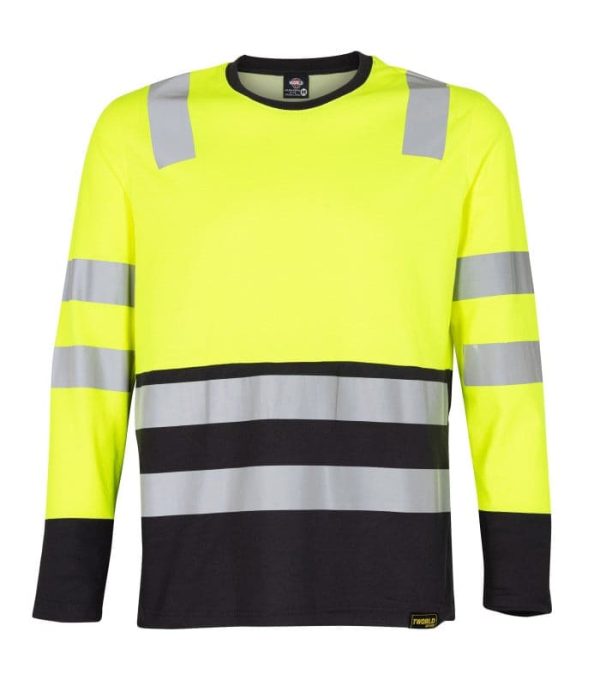 POLERA HIBRIDA HI-VIS BI COLOR MANGA LARGA HOMBRE AMARILLO GRIS OSCURO